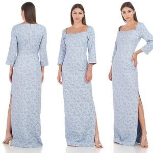 JS Collections NEW Remi Sweetheart Floral Jacquard Column Gown in Slate Size‎ 6